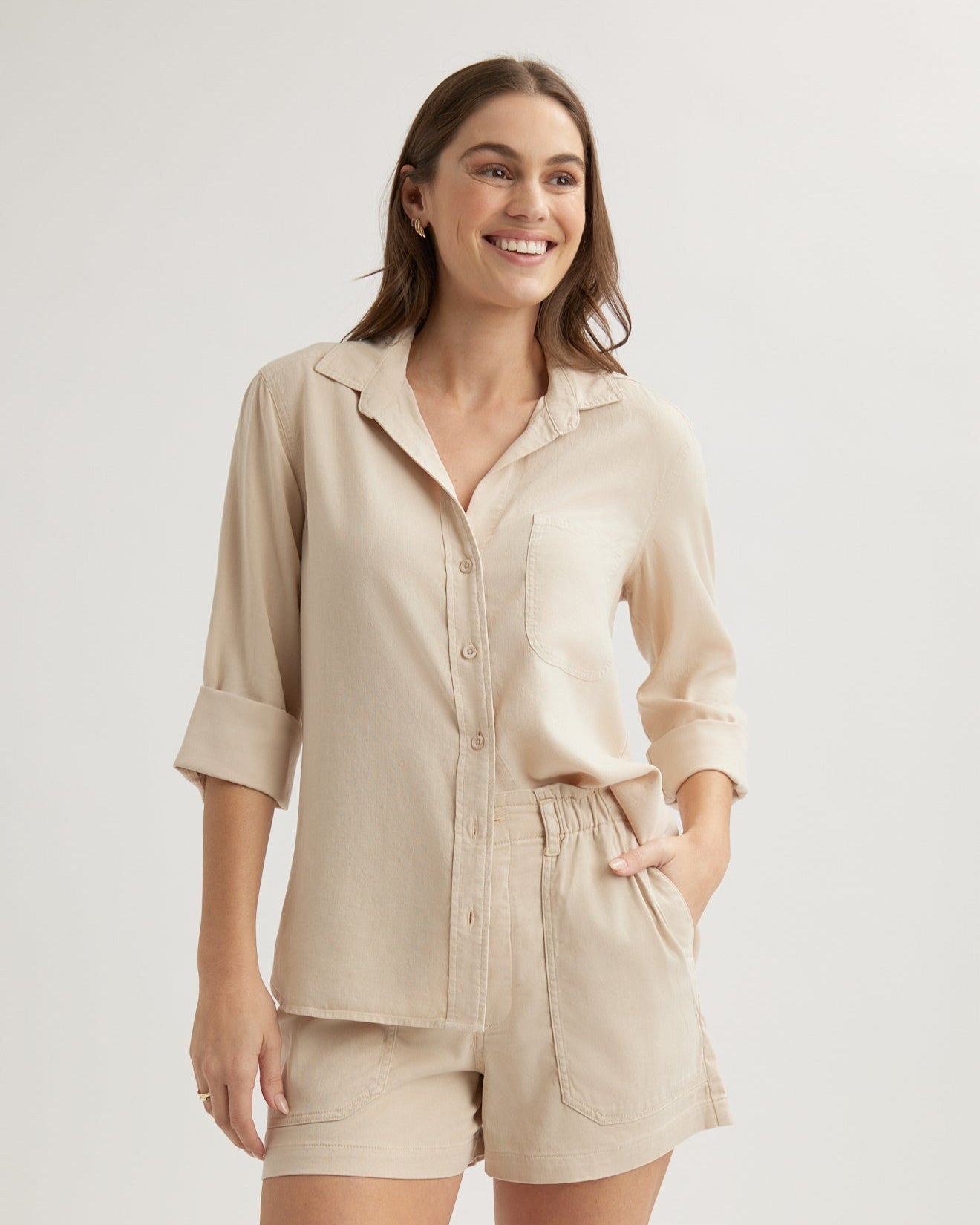 Callie Ruffle Short - Linen Sand