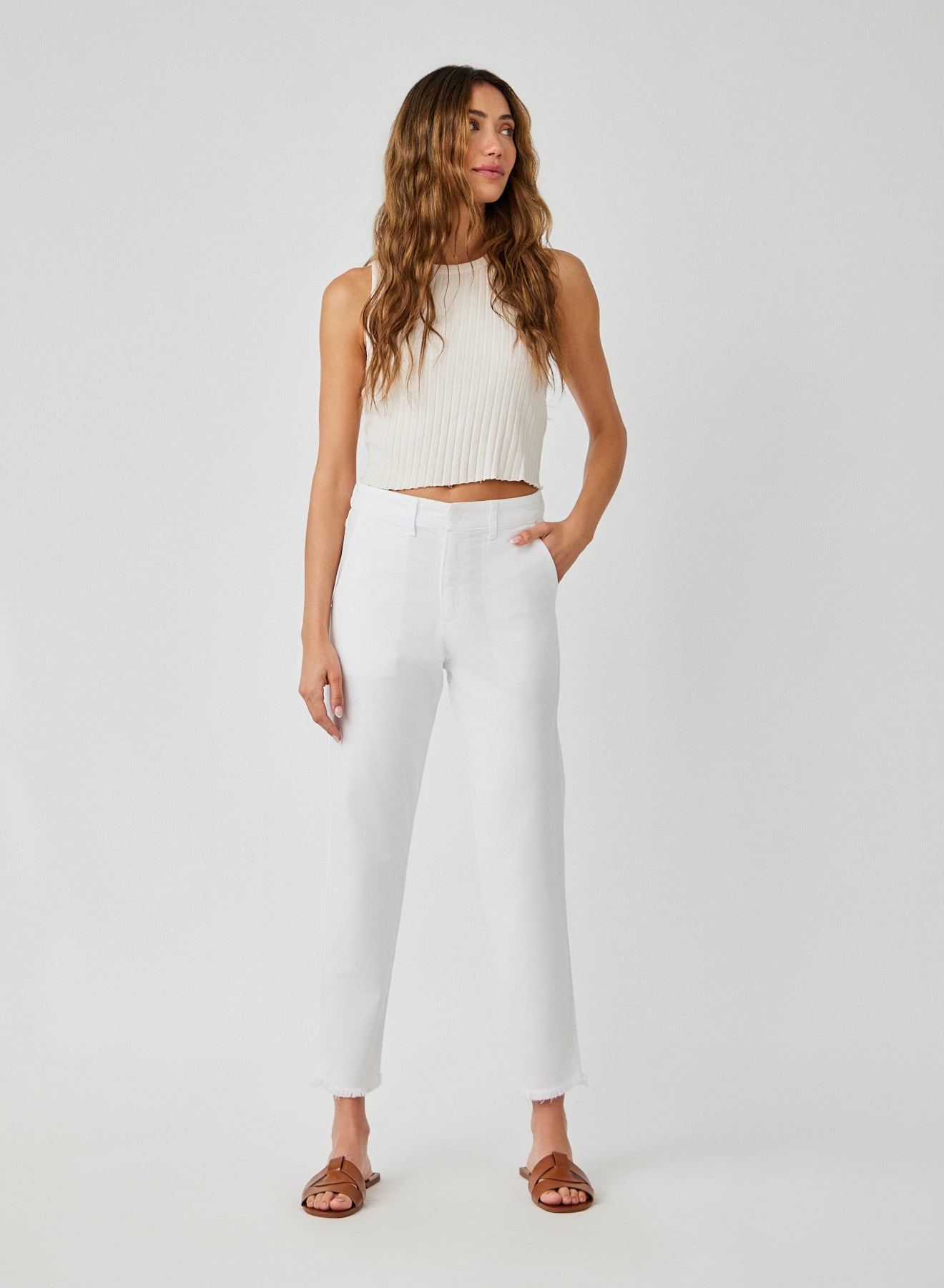 Sonny Fray Utility Pant  - White