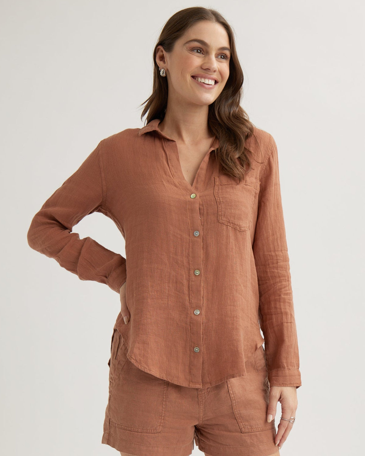 Pocket Button Down - Terracotta Brown