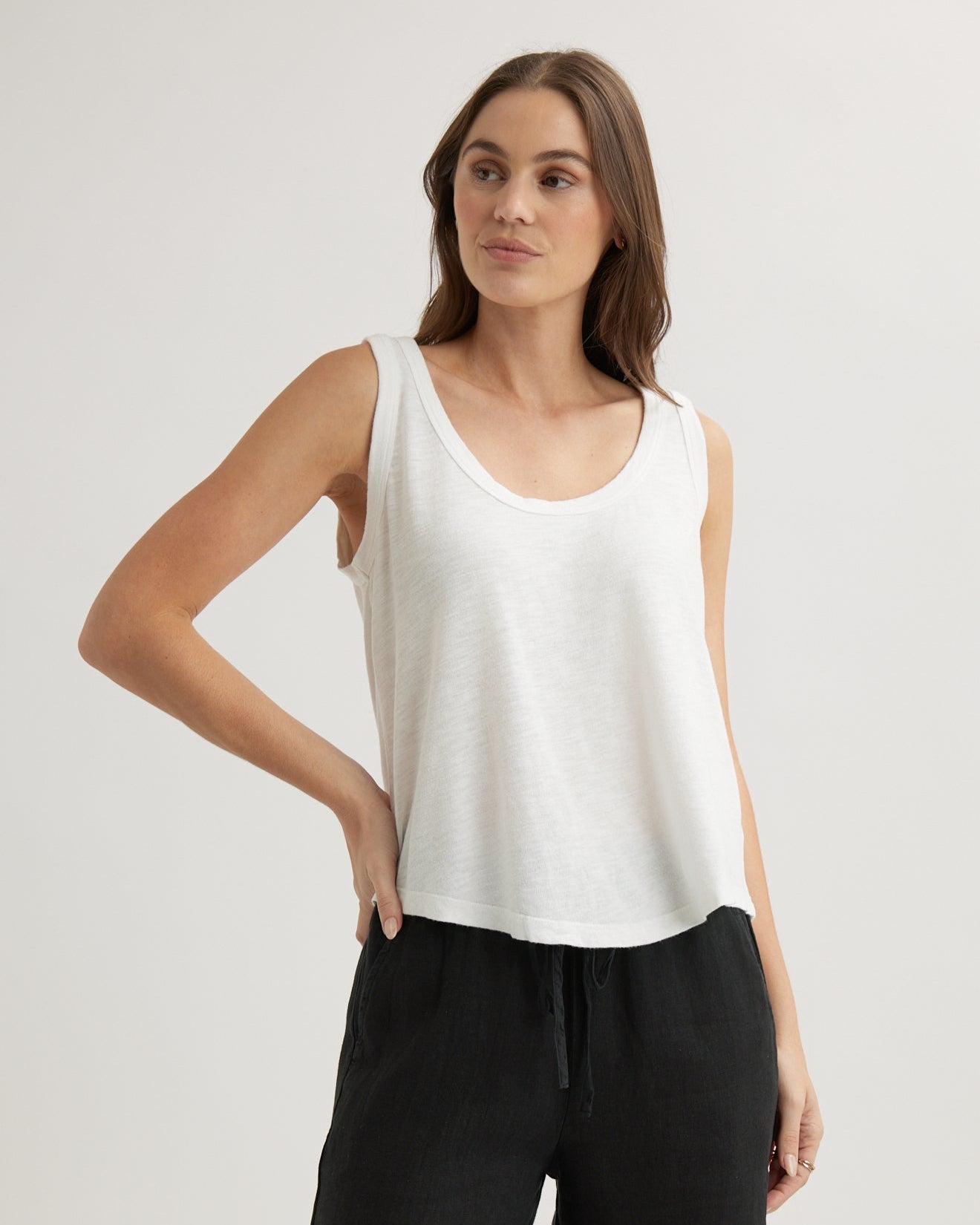 Scoop Neck Tank Top - White