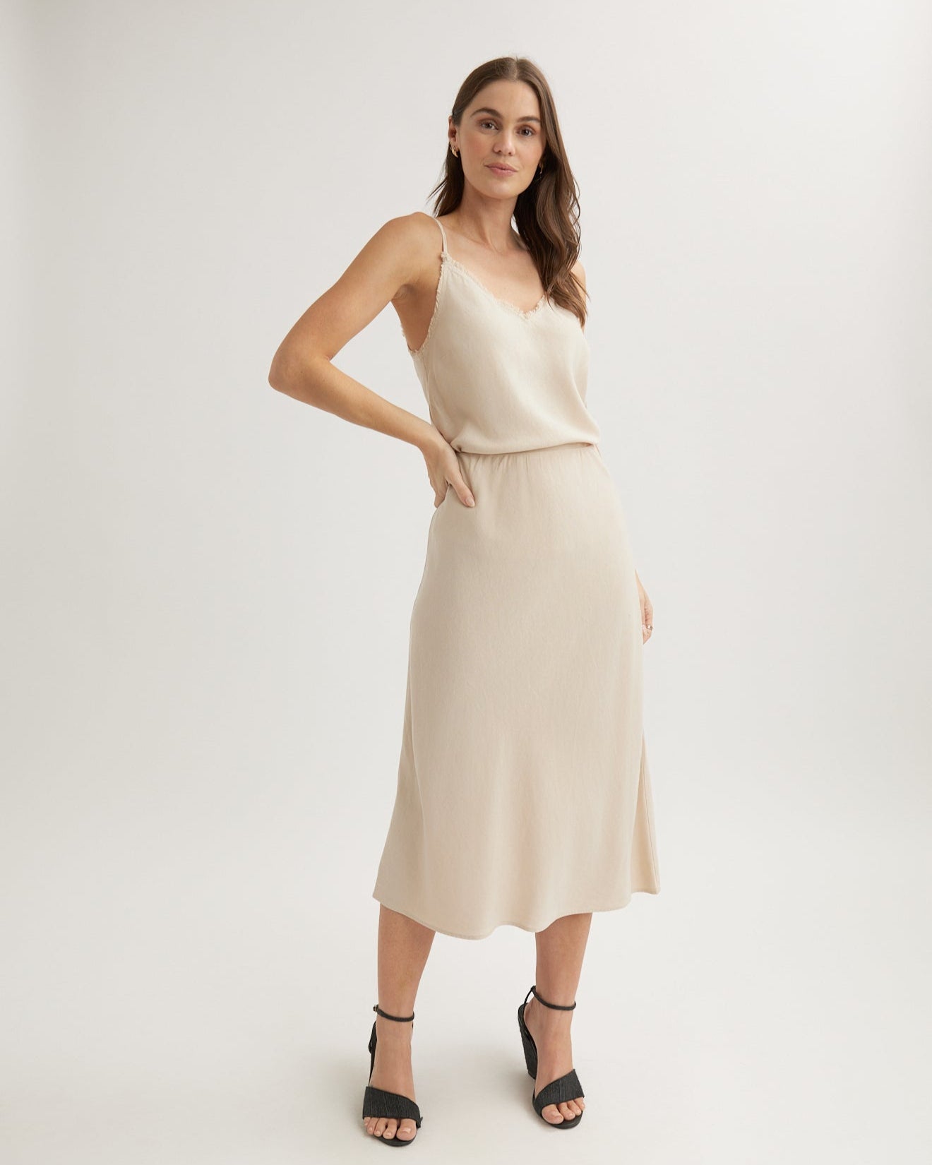 Bias Midi Skirt - Linen Sand