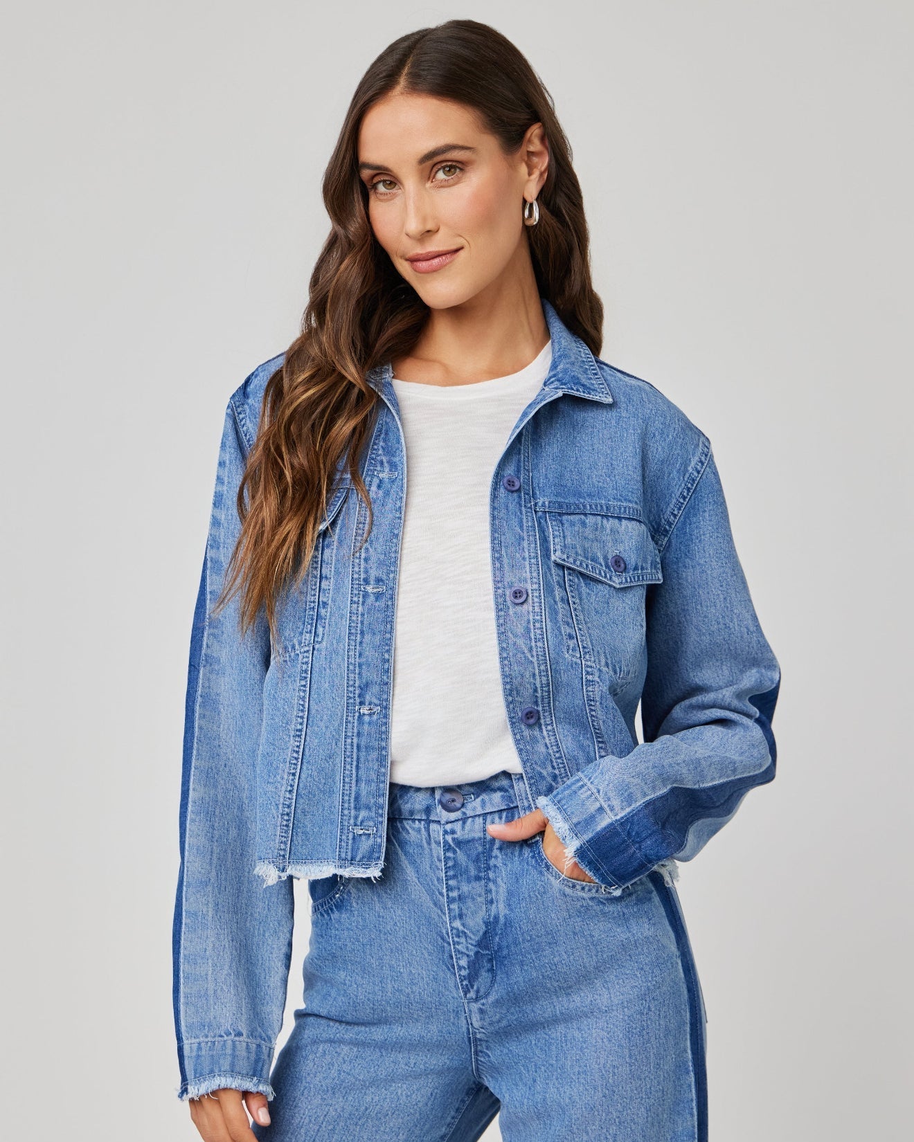 Billie Tacked Sleeve Denim Jacket - Vintage Laguna Wash
