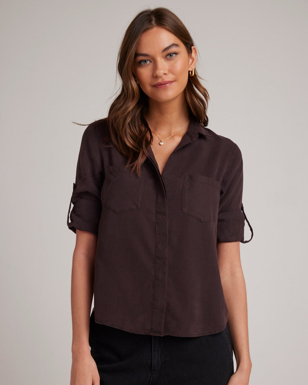 Split Back Button Down - Chestnut Brown