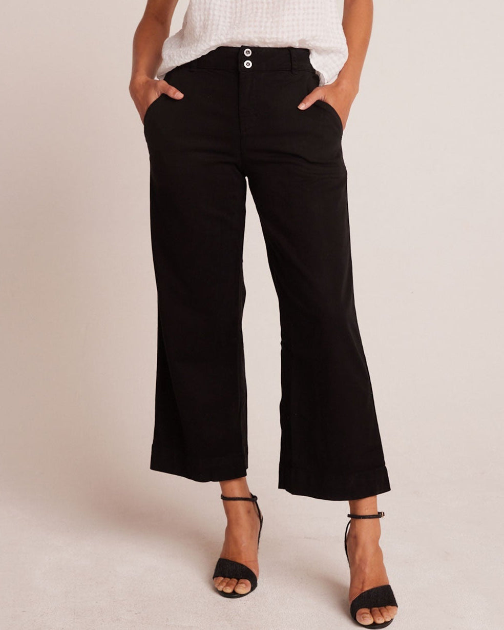 Saige Wide Leg Crop - Black