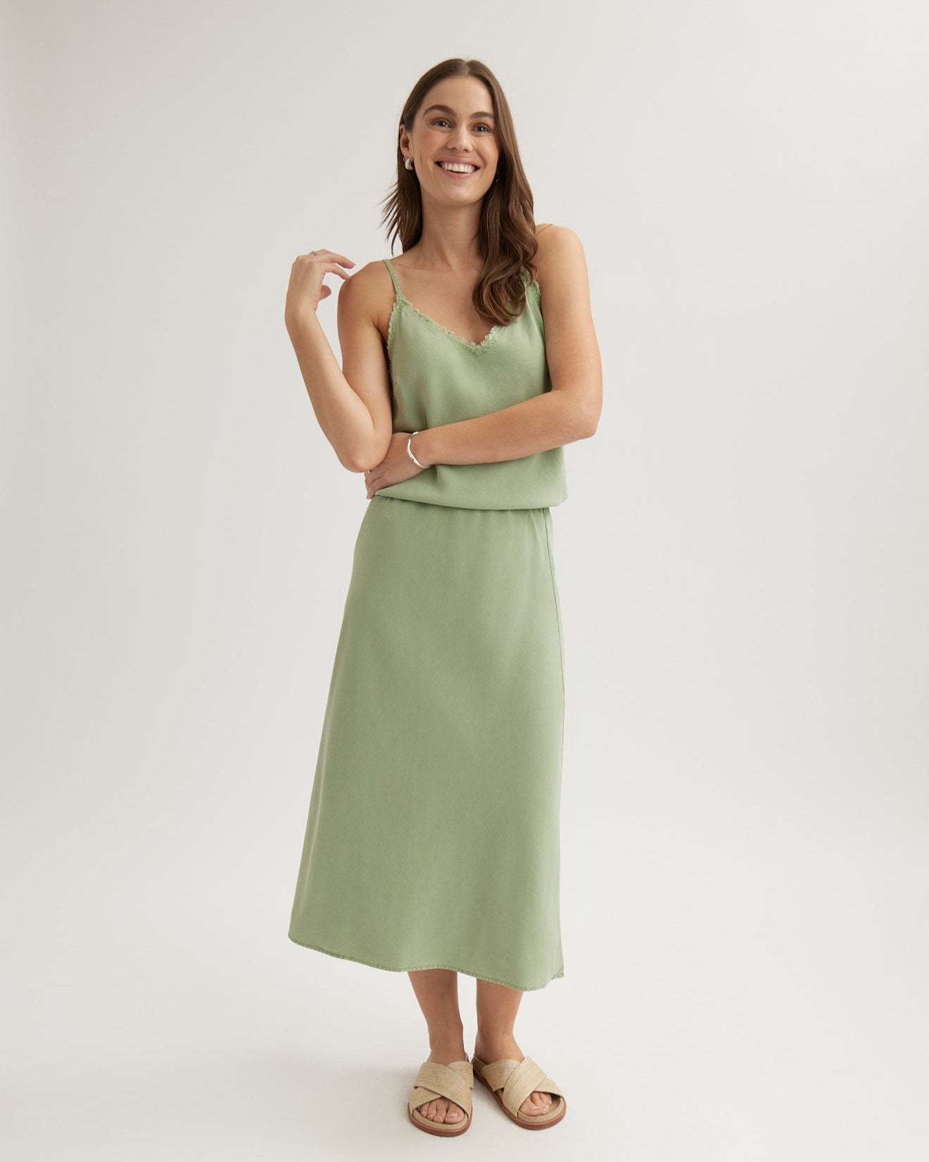 Bias Midi Skirt - Olive Grove