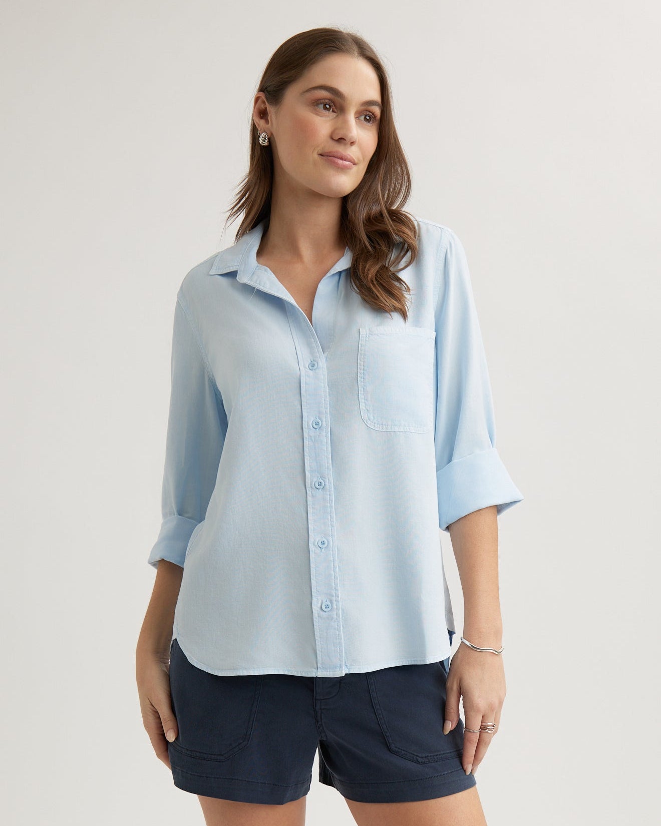 Shirt Tail Button Down - Clear Water