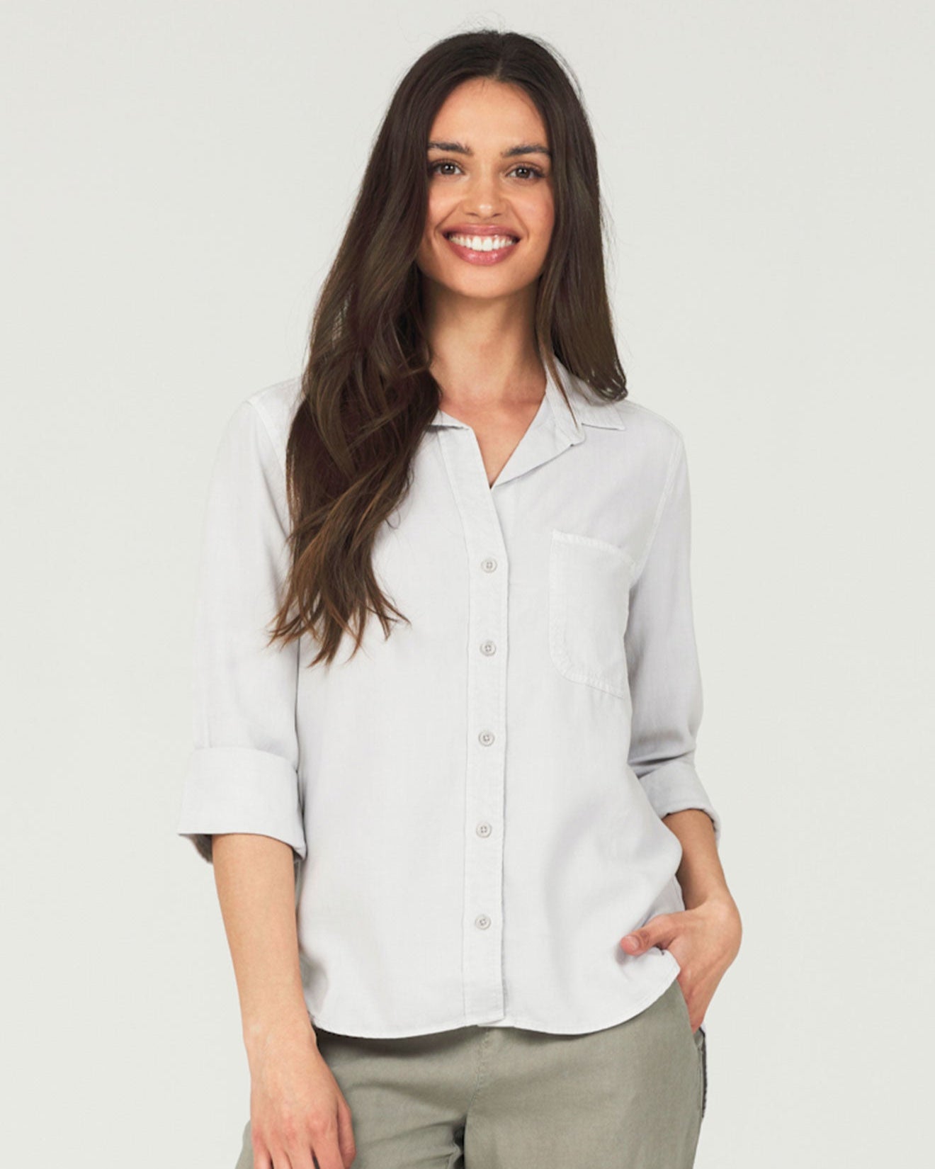 Shirt Tail Button Down - Foggy Sky